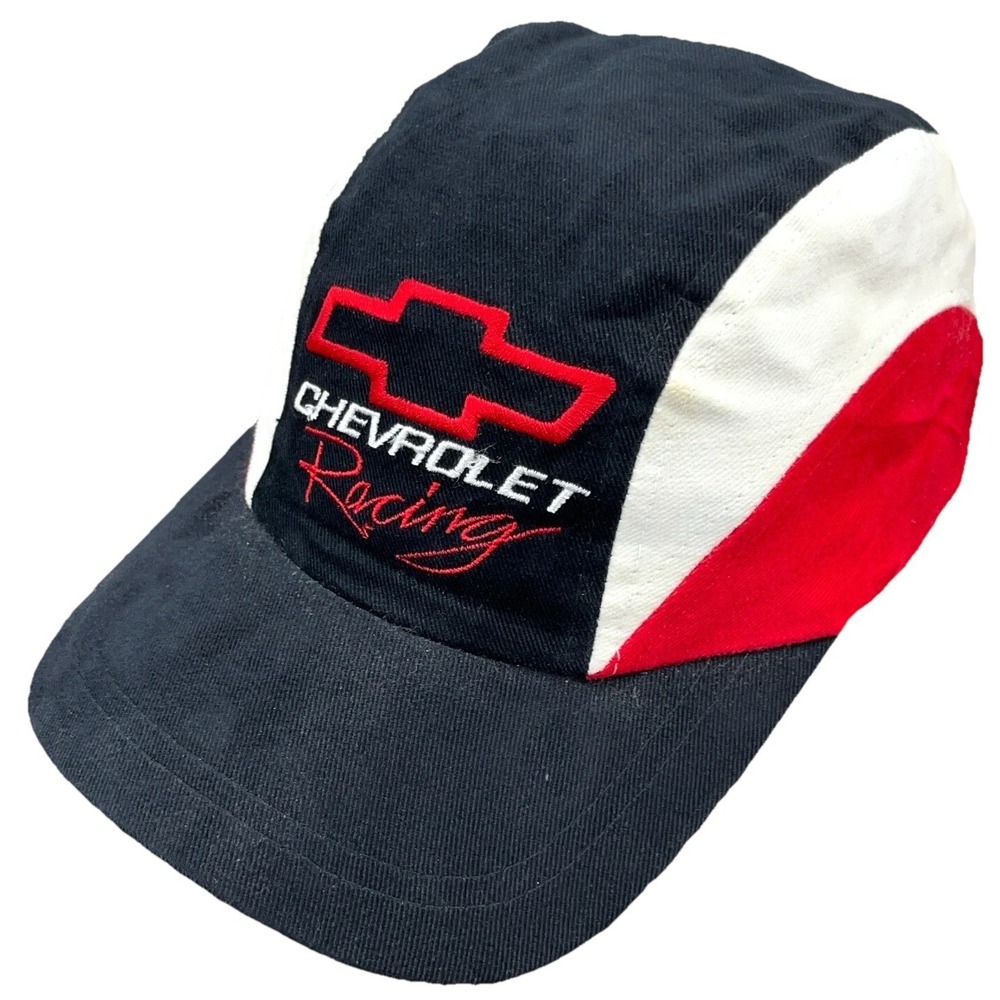 Vintage Chevrolet Racing Hat Cap SnapBack 5 Panel Chevy 90s Y2K Black Red White